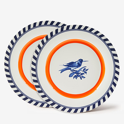Набор обеденных тарелок с оранжевым акцентом Bird Patterned 2 шт.