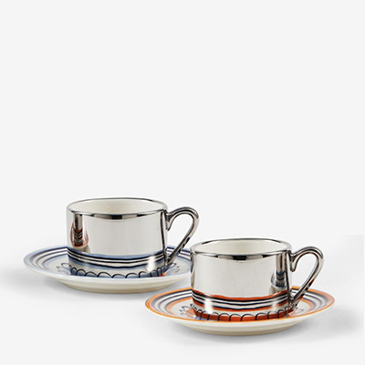 Кофейная пара, синий/оранжевый, Floral Espresso