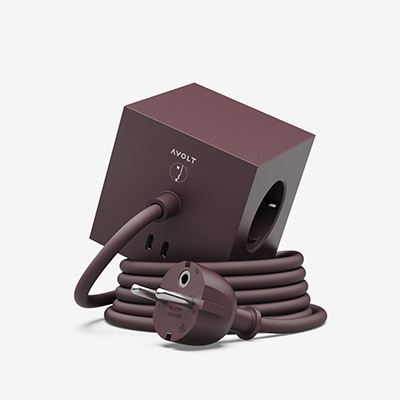 Удлинитель бордовый Square 1 USB-С 1,8 м