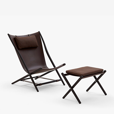 Кресло с оттоманкой коричневое D’Antan