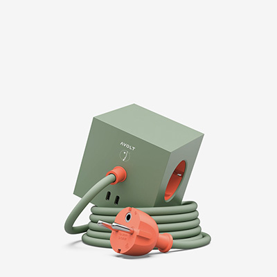 Удлинитель зелёный с оранжевым Square 1 USB-С Bauhaus-Archiv 1,8 м