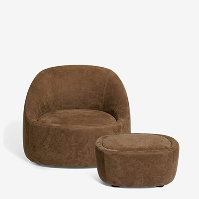 Кресло с пуфом коричневое Ripamonti