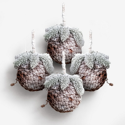 Cone-ball Snow Набор ёлочных шаров M 4 шт.