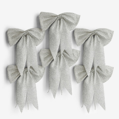 Silver Bow Набор из 6 ёлочных игрушек