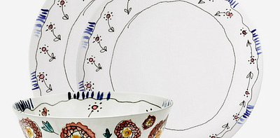 Сервиз на 4 персоны Midnight Flowers Anemone Milk 