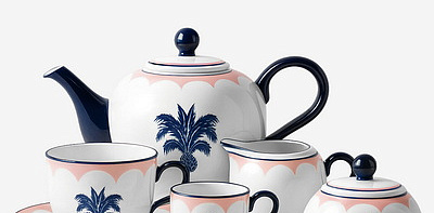 Jaipur Pink Blue Чайно-кофейный сервиз на 6 персон