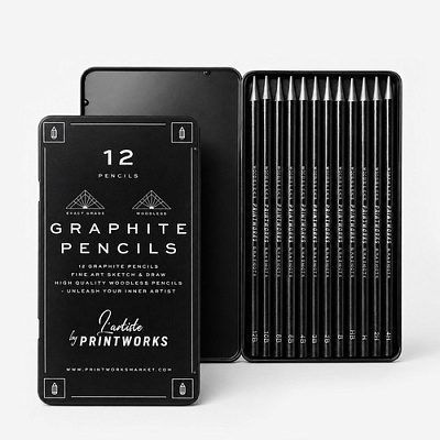 Набор простых карандашей разной твёрдости Graphite 12 шт.