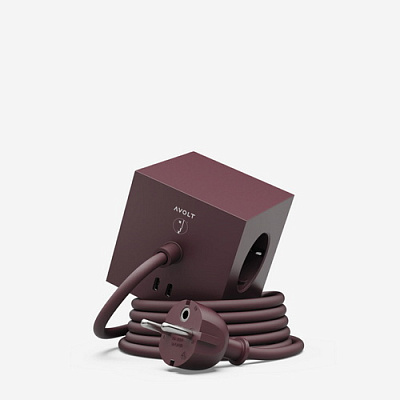 Удлинитель бордовый Square 1 USB-С 1,8 м