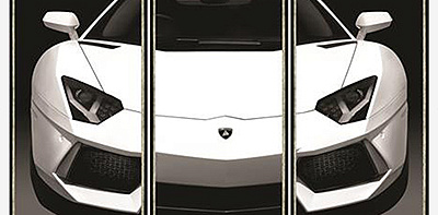 Постер в чёрной раме White Lamborghini Triptychs 