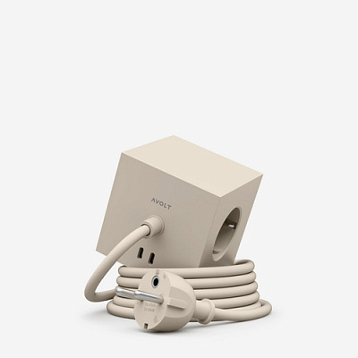 Удлинитель бежевый Square 1 USB-C 1,8 м