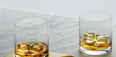 Machined Brass Whisky Поднос и 2 бокала