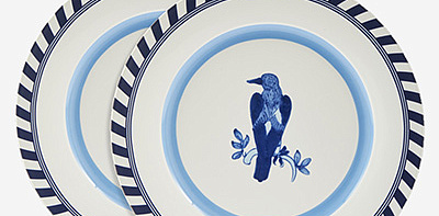 Набор обеденных тарелок с голубым акцентом Bird Patterned 2 шт.
