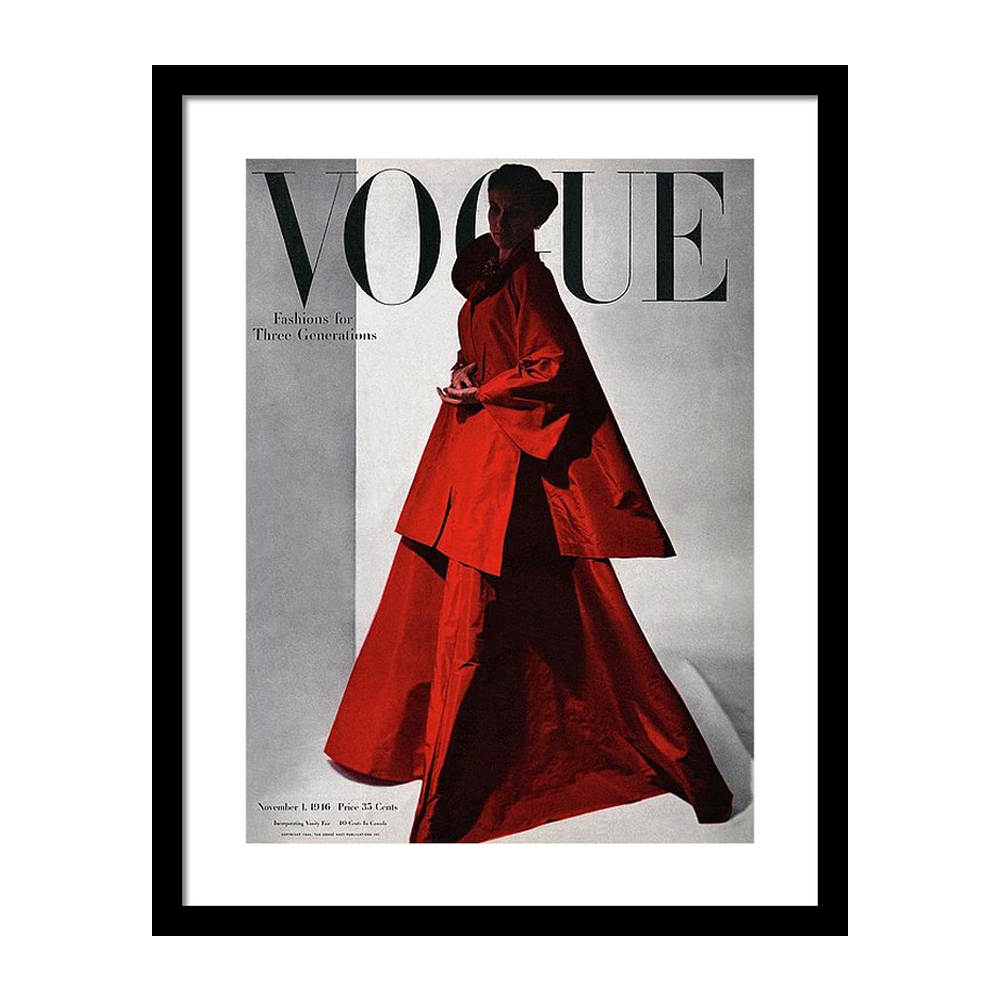 

Vogue Cover of a Woman Wearing a Red Постер