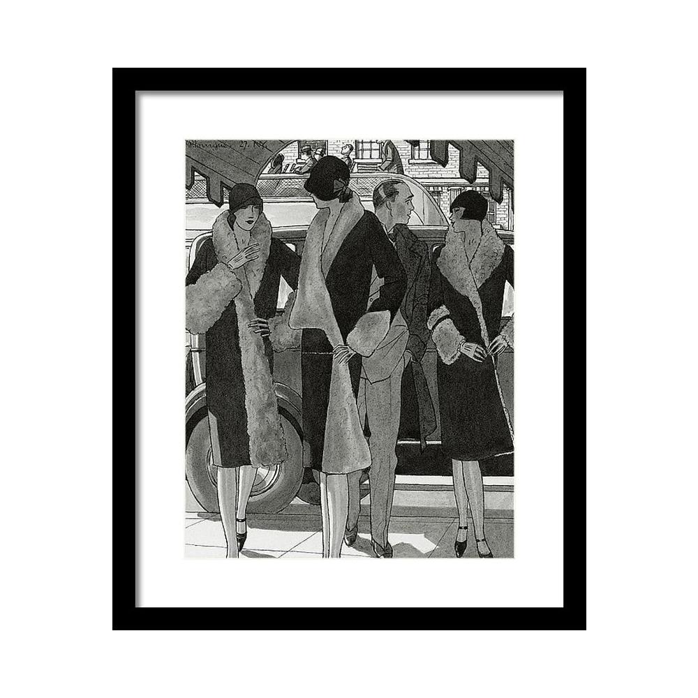 

Illustration of Women Wearing Coats Постер