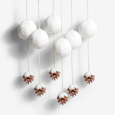 Cotton Ball Набор ёлочных игрушек 6 шт.