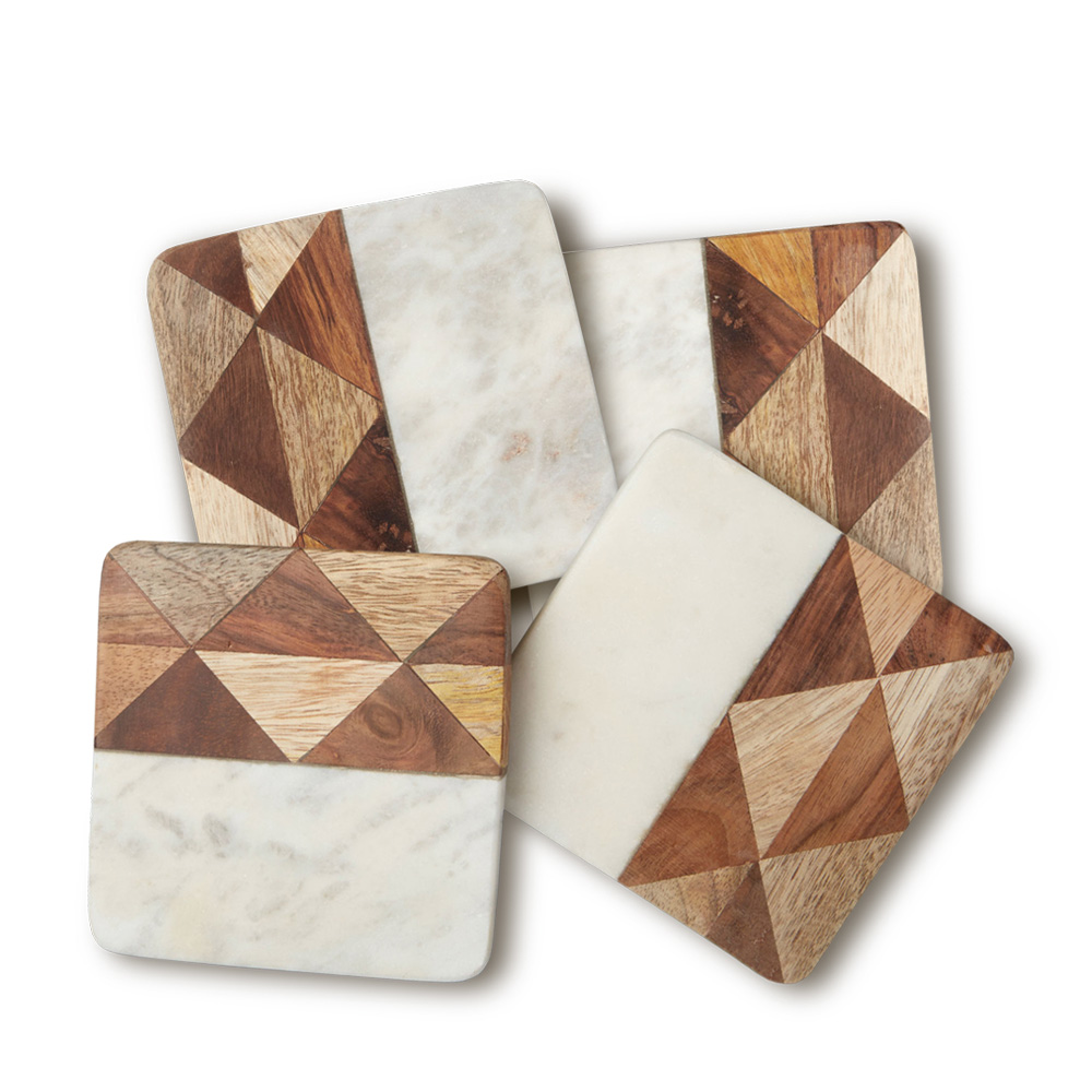 Marble & Wood Mosaic Подставки под чашки 4 шт. подставка для ножей овальная walmer wood 16x7x16см