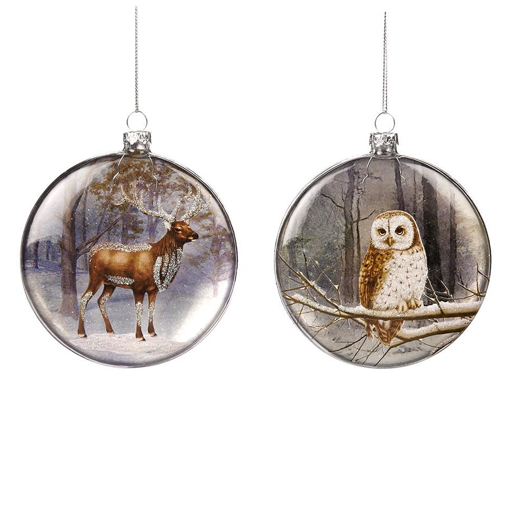 

Glass deer/owl Набор из 2 новогодних украшений