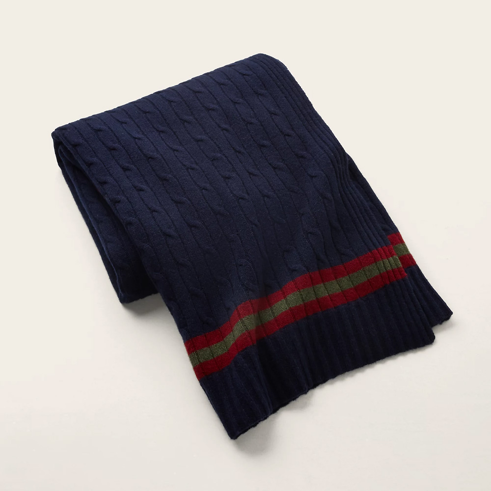 Cable Cashmere Navy/Bordeaux Плед cable cashmere heather grey плед