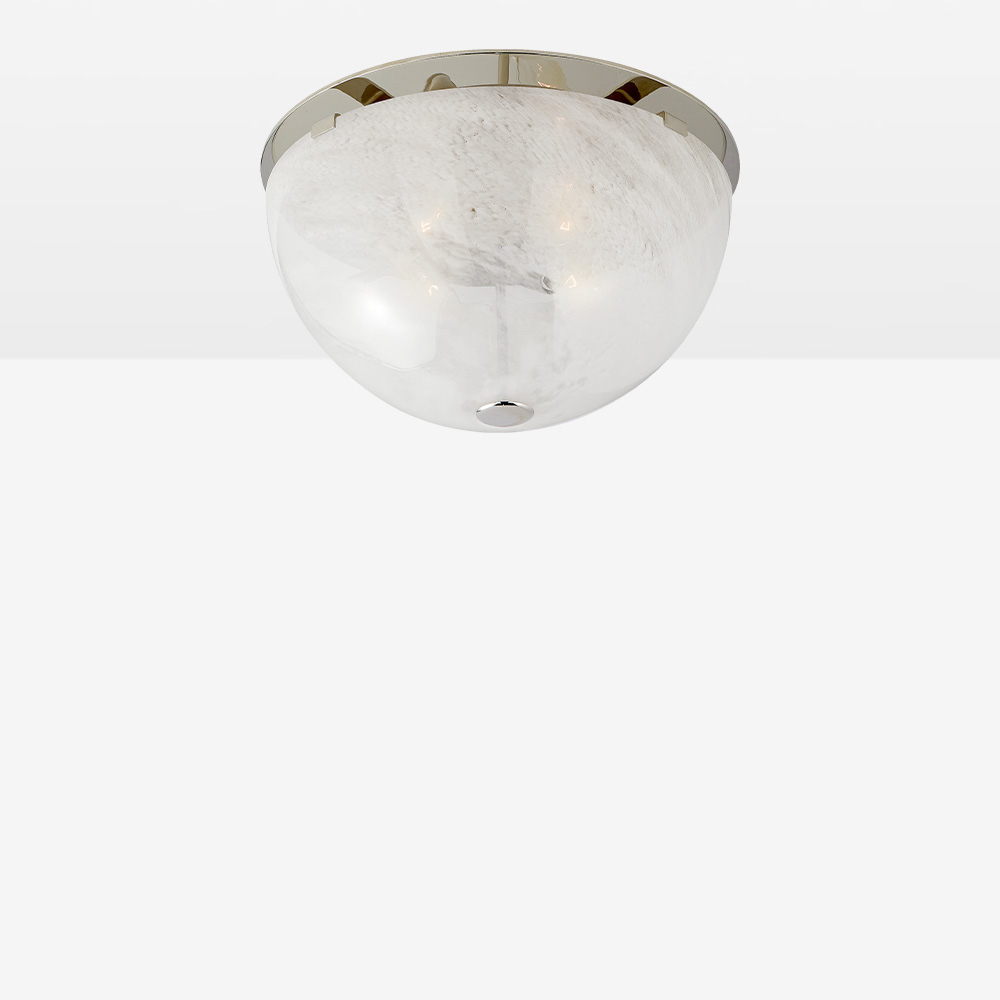Serein Polished Nickel / White Glass Потолочный накладной светильник M угловой накладной алюминиевый алюминиевый профиль apeyron