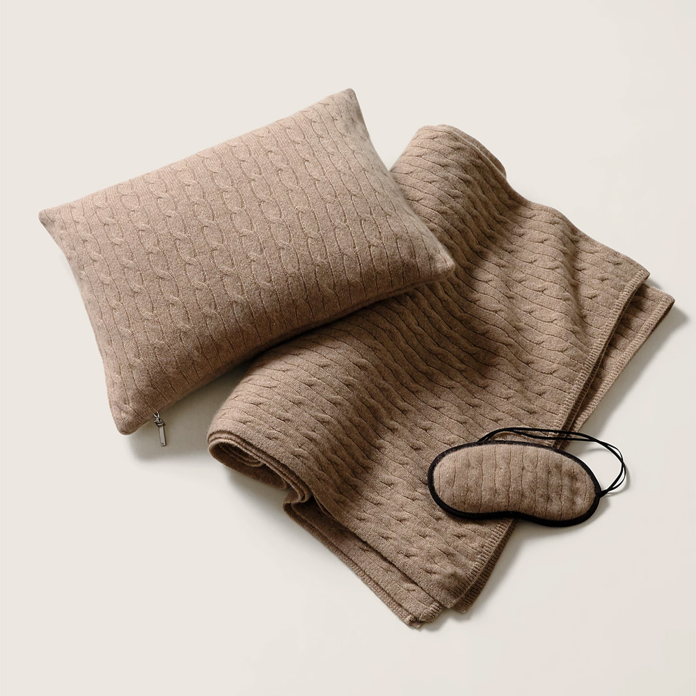 Cable-Knit Natural Дорожный набор набор туристический подушка для шеи маска для сна беруши