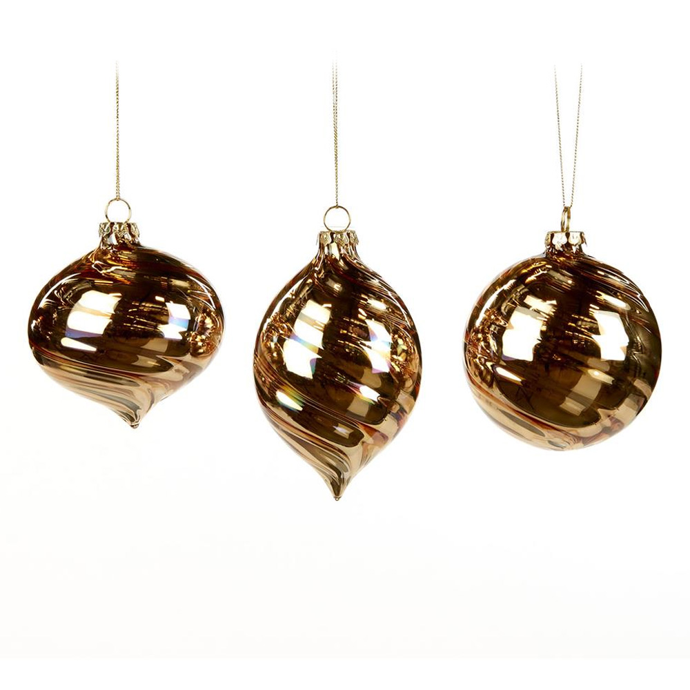 

Metal Swirl Ball Golden Набор из 3 новогодних украшений