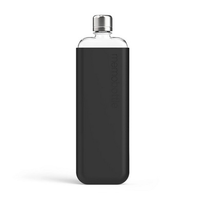 Slim memobottle Black Бутылка с чехлом и металлической крышкой