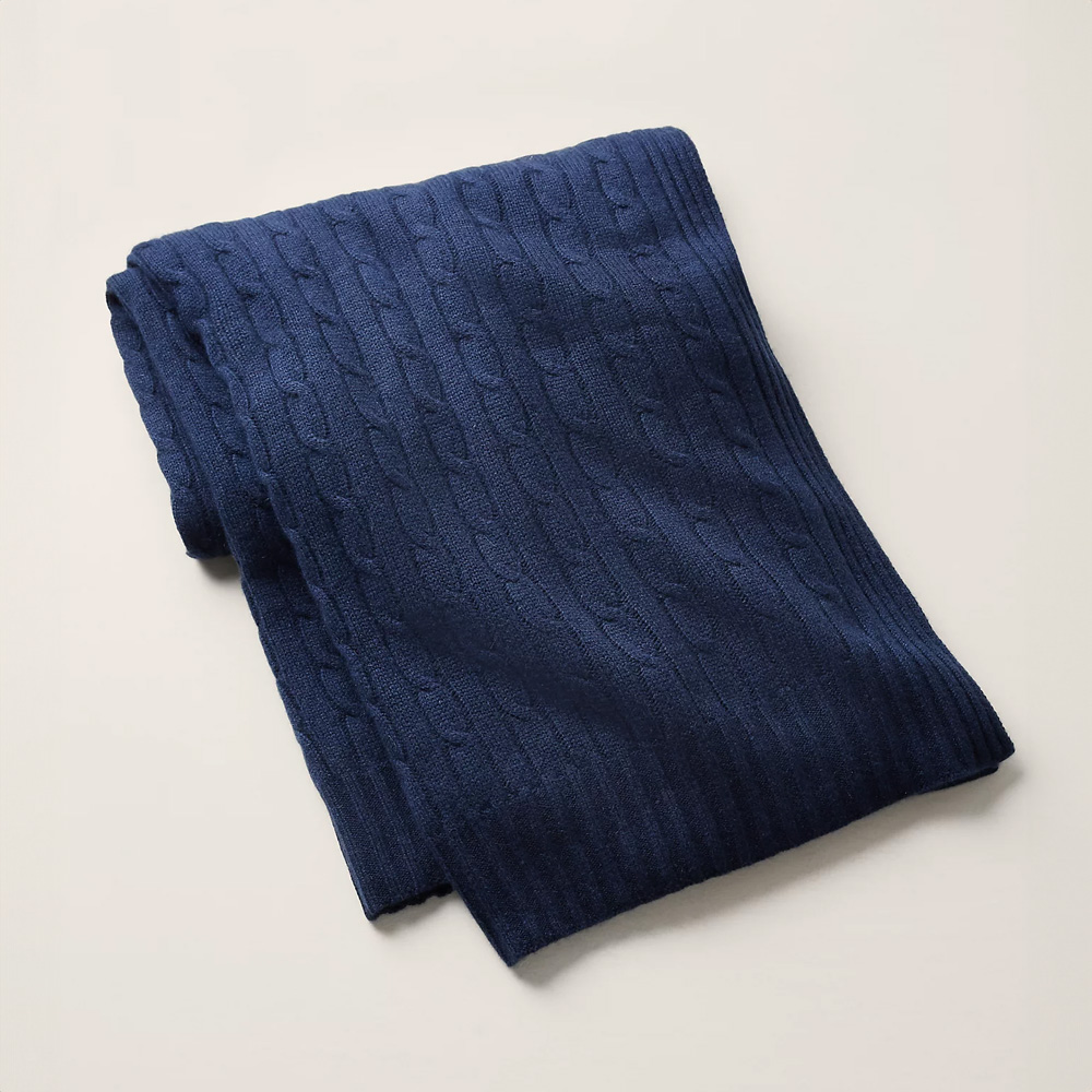 Cable Polo Cashmere Navy Плед
