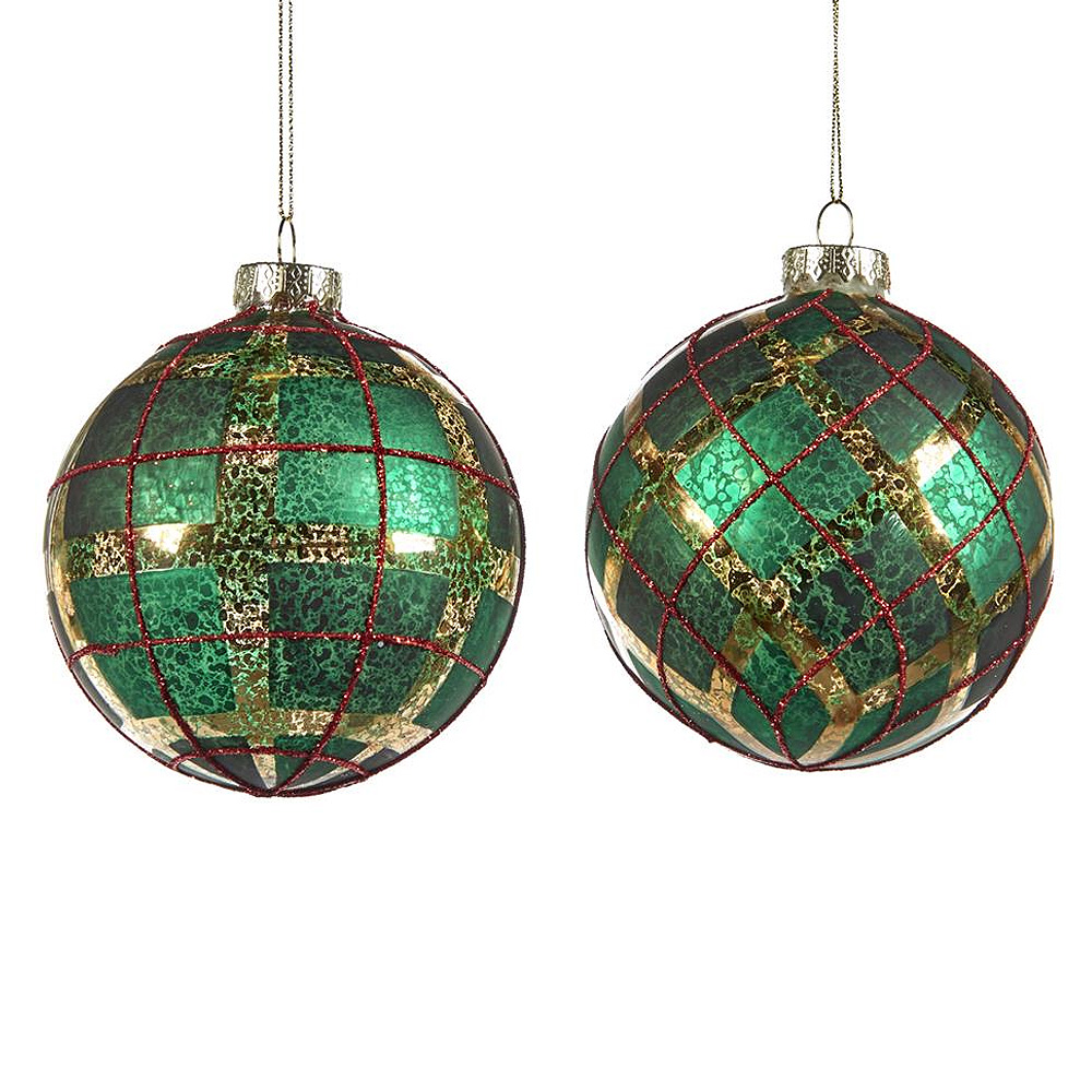 

Tartan Green Набор из 2 елочных шаров