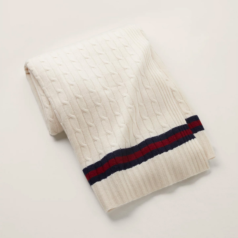 Cable Cashmere Cream/Navy Плед cable cashmere midnight   плед