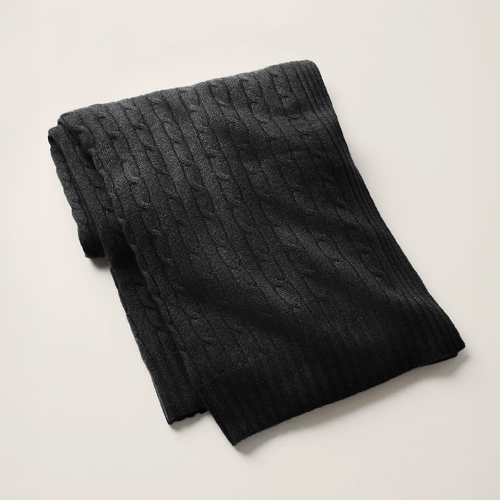Cable Cashmere Midnight Black Плед cable cashmere heather grey плед