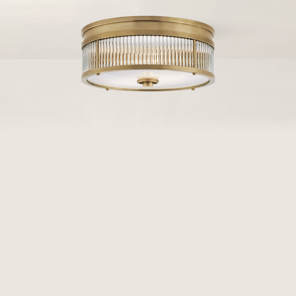 светильник ок g5 3 c ограненным стеклом золото italmaс Allen Round Small Потолочный накладной светильник