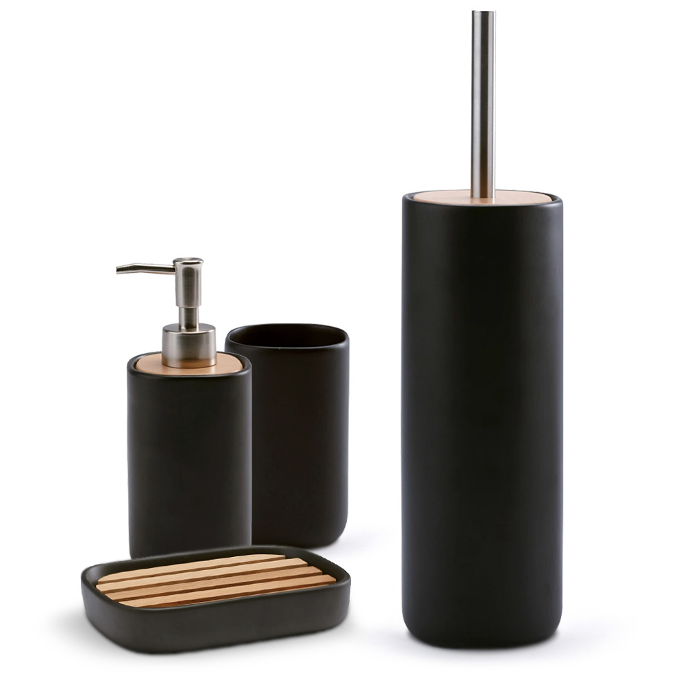 Oscar Black Набор для ванной комнаты из 4 предметов набор кистей пони 4 штуки 2 4 6 8 круглые с деревянными ручками в блистере