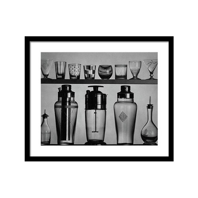 A Row Of Glasses On A Shelf Постер A Row Of Glasses On A Shelf Постер