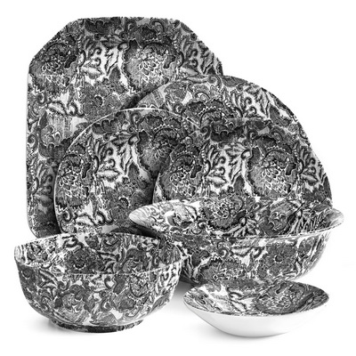 Faded Peony Black Сервиз на 6 персон Faded Peony Black Сервиз на 6 персон