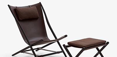 Кресло с оттоманкой коричневое D’Antan