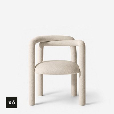 Комплект из 6 стульев Tubo Off-White 