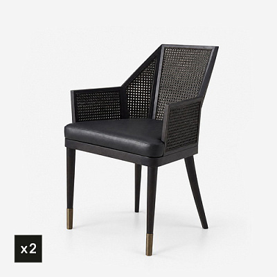 Комплект из 2 стульев Cane Arm Antique Bronze / Blackened Walnut 