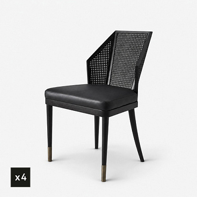 Комплект из 4 стульев Cane Antique Bronze / Blackened Walnut 