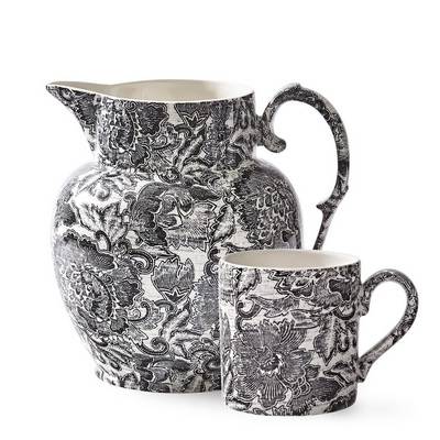 Faded Peony Black 6 кружек и кувшин Faded Peony Black 6 кружек и кувшин